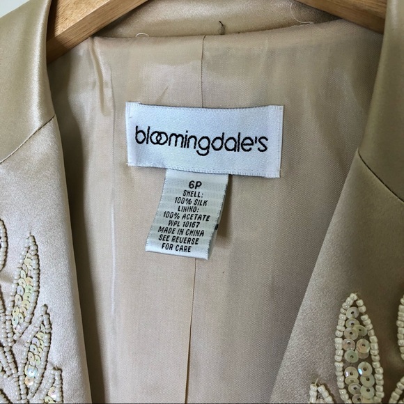 Bloomingdale's 100% Silk Champagne Beaded Silk Pantsuit - Picture 9 of 9